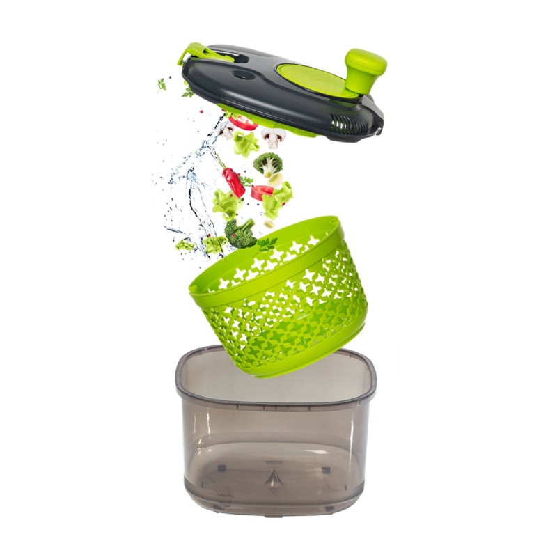Bol cu strecuratoare centrifuga pentru uscat salata si verdeturi, 4.20 l, Herevin HR161056 - Imagine