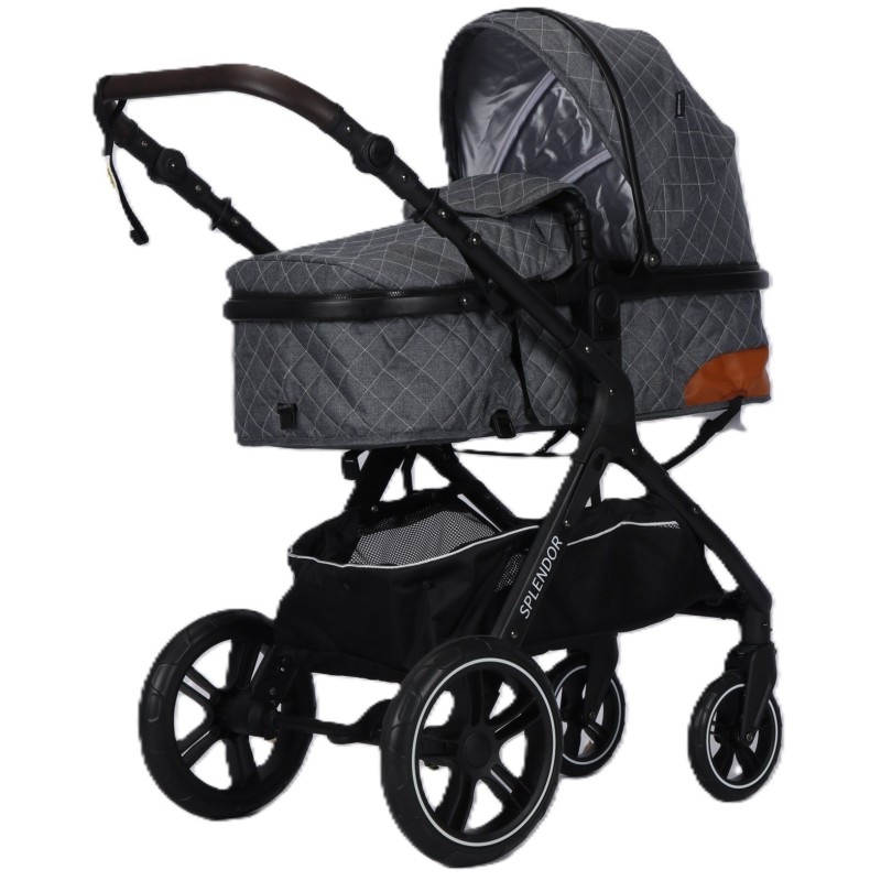 Carucior multifunctional 2 in 1, suspensii, roti EVA, maner reversibil, parasolar, Splendor  SPX1GRI (gri)