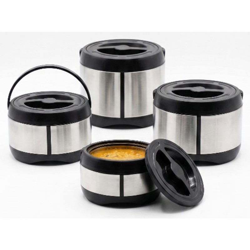Set 4 caserole termos, din plastic si inox, 1.50 l, 3 l, 6 l si 12 l, Grunberg IHP53612     