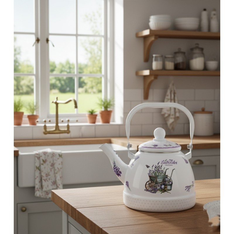 Ceainic emailat , 1.6 l , Grunberg GR1600 (alb+mov) - Imagine