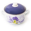 Cratita cu capac, emailate, 20 cm, 2.80 l, Grunberg GR3420 (alb+mov)