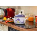 Cratita cu capac, emailate, 20 cm, 2.80 l, Grunberg GR3420 (alb+mov)