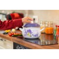 Cratita cu capac, emailate, 20 cm, 2.80 l, Grunberg GR3420 (alb+mov)