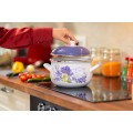 Cratita cu capac, emailate, 20 cm, 2.80 l, Grunberg GR3420 (alb+mov)