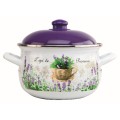 Cratita cu capac, emailate, 20 cm, 2.80 l, Grunberg GR3420 (alb+mov)