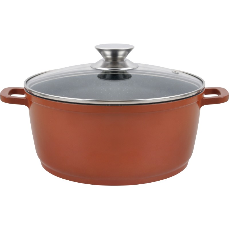 Cratita din aluminiu, cu ceramica, cu capac din sticla, pentru prepararea gemului, sosului din tomate, 20cm, Grunberg GR1020