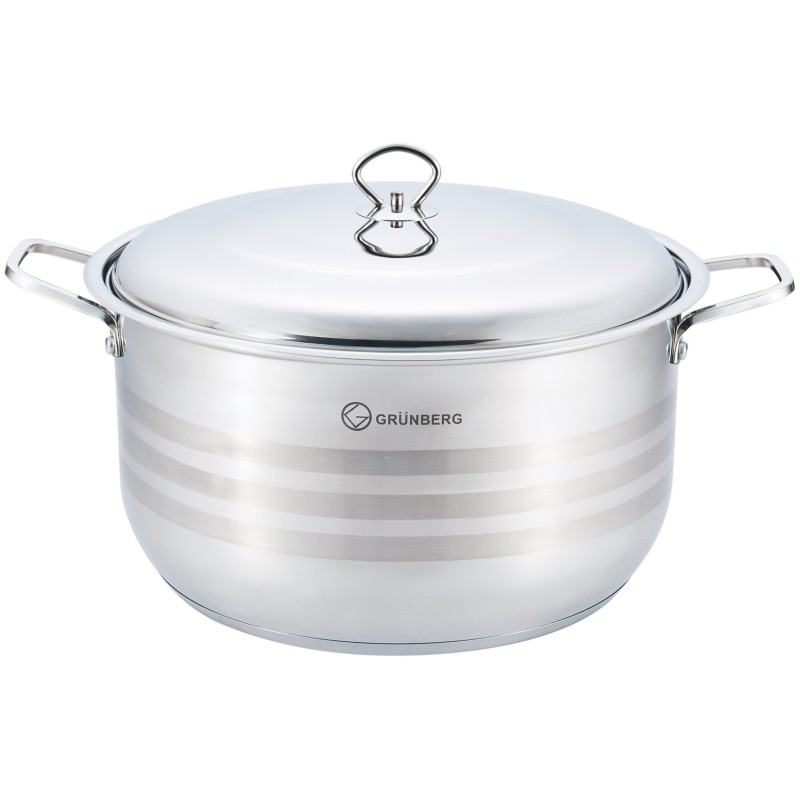 Cratita inalta, profesionala, cu manere groase nituite, cu capac din inox, 38 cm , 23 l , Grunberg GR8138