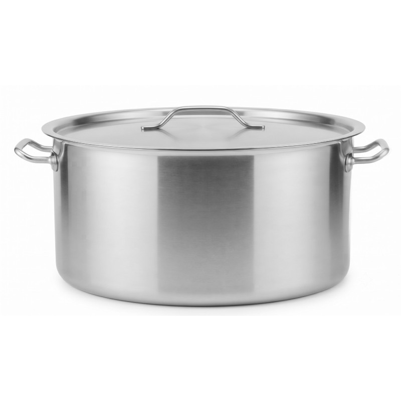 Cratita profesionala din inox, cu manere groase nituite, cu capac din inox, compatibila cu plita cu inductie, 13 l, Ø 35 x 14 cm, Grunberg GR7713   