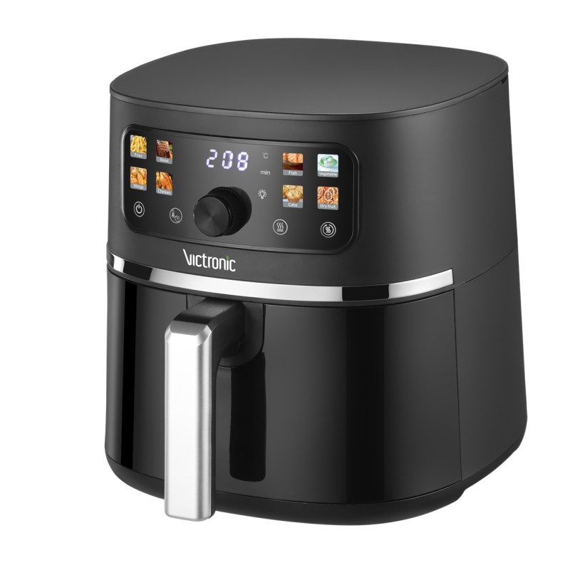 Friteuza cu aer cald, cronometru 0-60 min, 4.50l, 1250-1500 W, Victronic VC4957  (negru+argintiu)