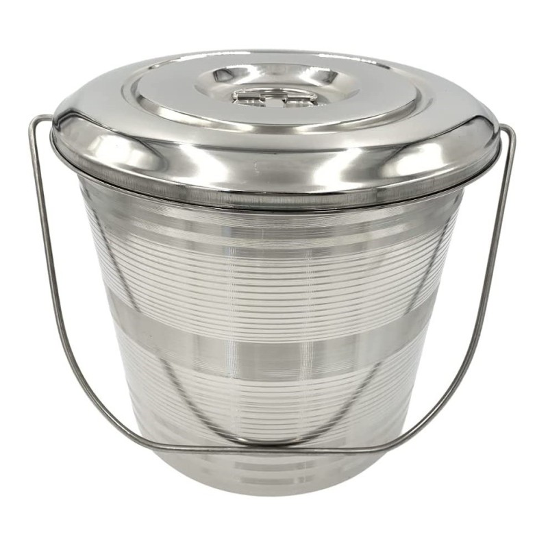 Galeata rotunda, cu capac, din otel inoxidabil, 17 l, Grunberg GL017