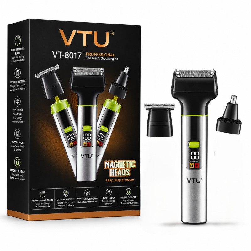 Masina tuns si ras, kit de ingrijire 3 in 1, cu acumulator, 5 W, VTU VT8017 