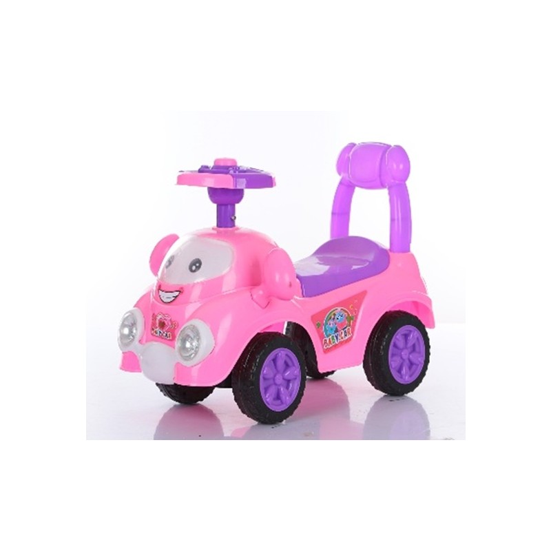 Masinuta pentru copii - cu lumina si muzica, roti plastic - Usor de asamblat - ROZ
