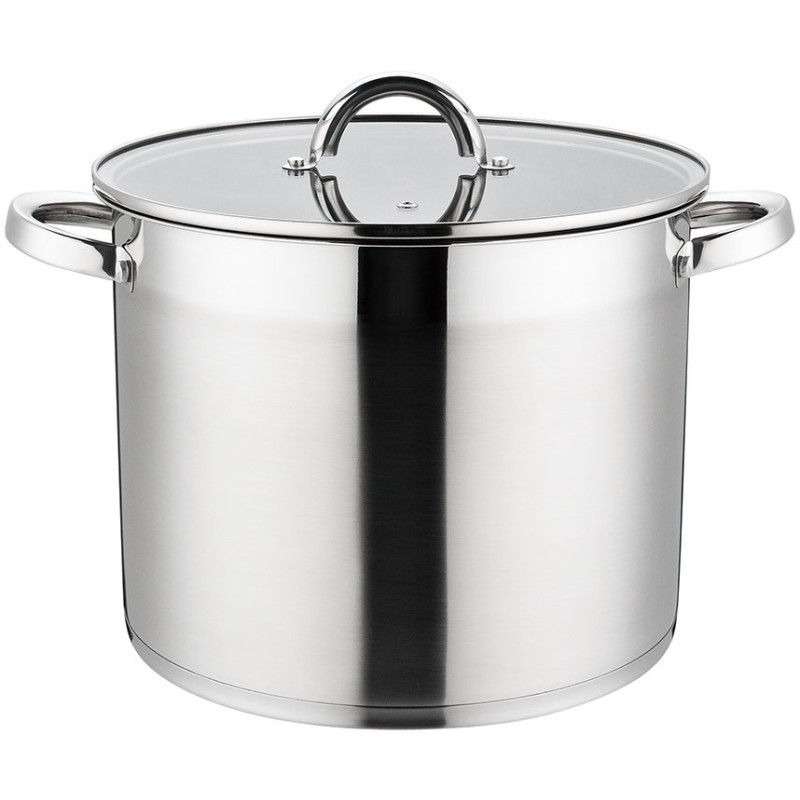 Oala din inox, cu capac din sticla, 24 cm, 8.90 l, Grunberg GR7424