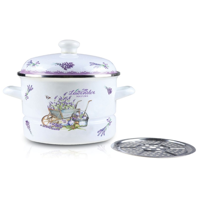 Oala emailata cu capac, 24 cm, 5 l,  Grunberg GR2462 (diverse culori)