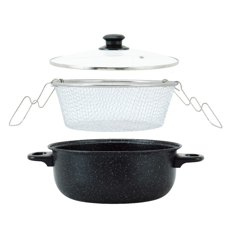 Oferta: Cratita friteuza cu capac din sticla si cos pentru prajit , 26 cm , 3.80 l , Grunberg GR2958