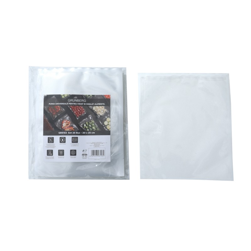 Pungi pentru vidat alimente, gofrate, 25 buc., 20 x 25 cm, Grunberg GR6153