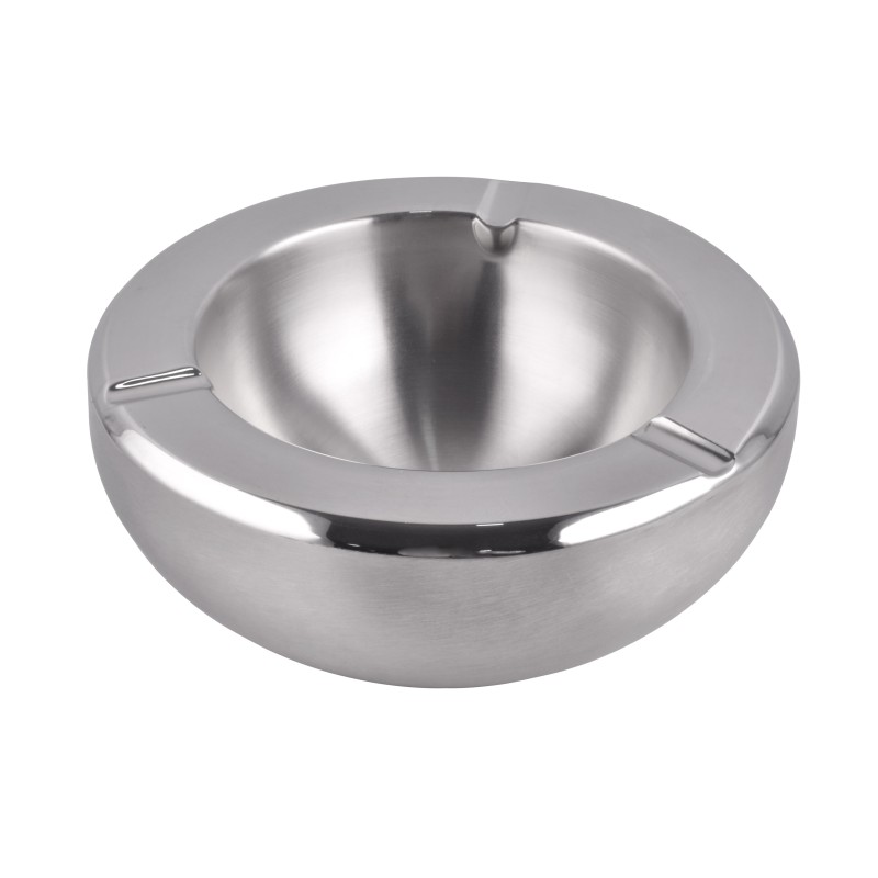 Scrumiera rotunda, din inox, cu pereti dubli, Ø 14 cm, Grunberg IAT11 