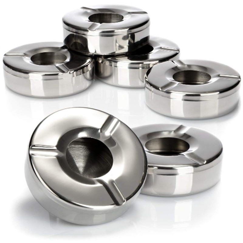 Scrumiera rotunda, din inox, Ø 8.50 cm, Grunberg IAT07