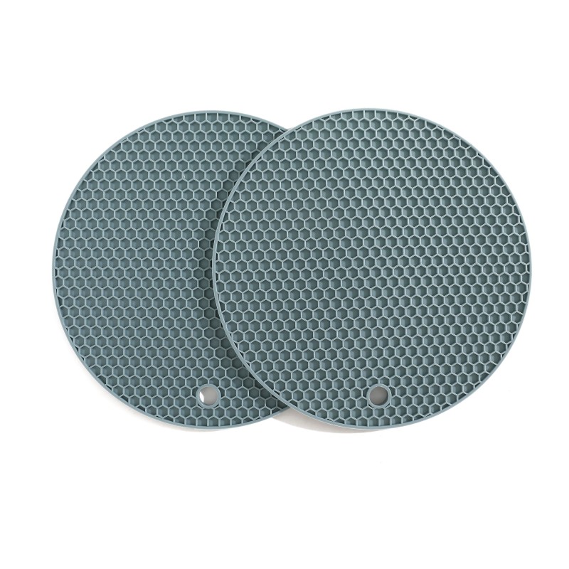 Set 2 buc x suport termoizolant pentru vase fierbinti , din silicon, rotund, Grunberg FY0619 (gri)