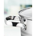Set 6 piese: 3 vase din inox, compatibile cu plita cu inductie, cu capace din sticla, Grunberg GR1059