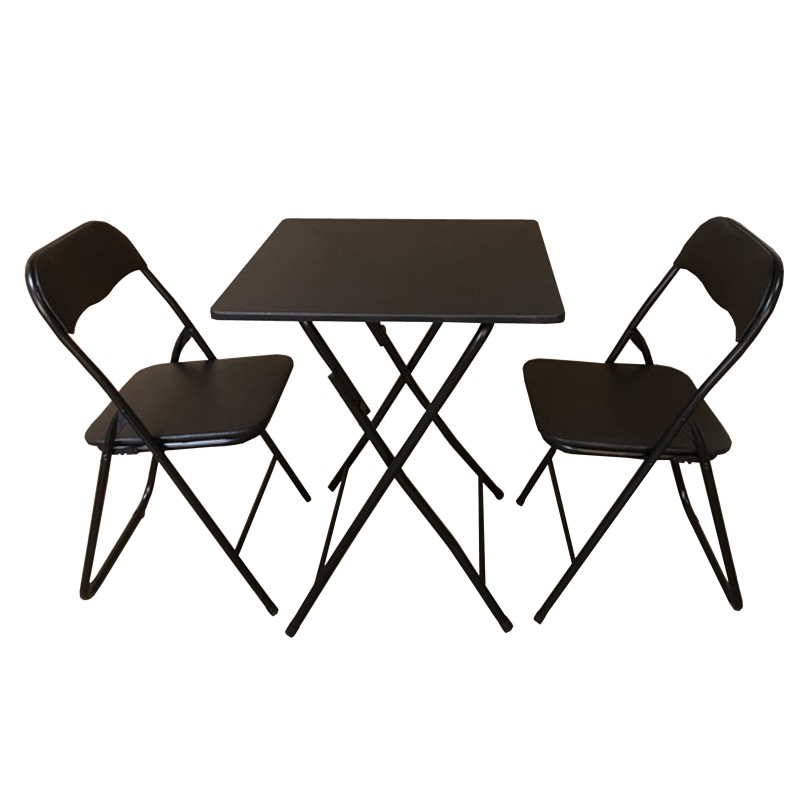Set masa si 2 scaune, pliabile, din metal si MDF,  Blueberg Z30