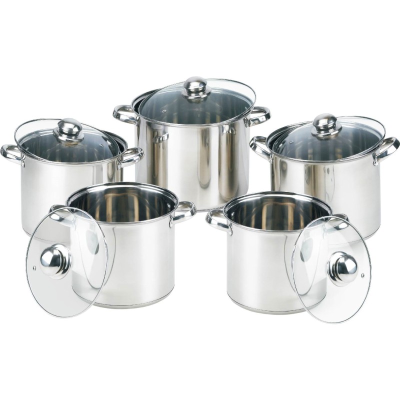 Set oale din inox cu capace din sticla 10 piese Grunberg GR1053