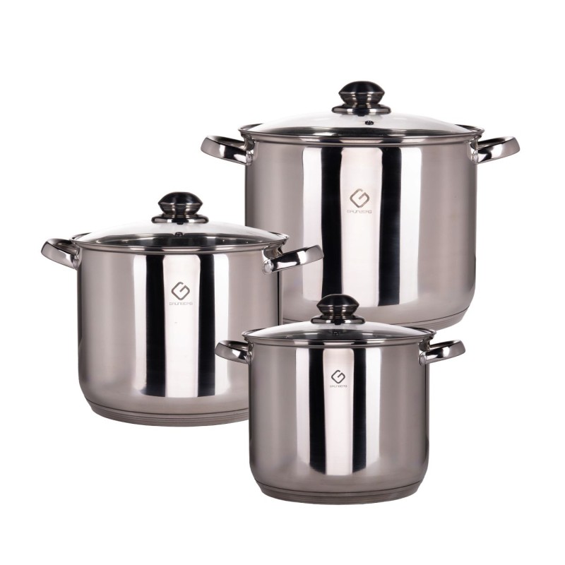 Set oale din inox cu capace din sticla , 6 piese , Grunberg GR1052