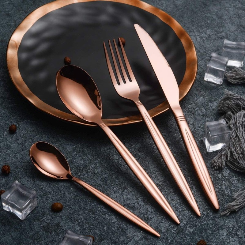 Set tacâmuri din inox, 24 piese – Roz Auriu [2]