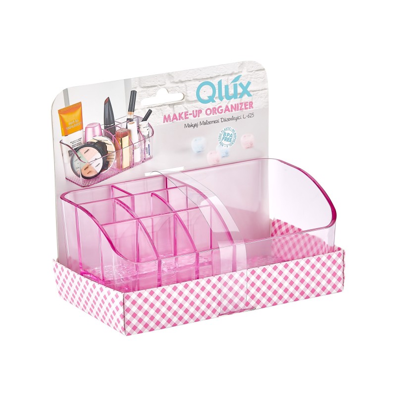 Suport/organizator pentru produse cosmetice, din plastic, 17.50 x 9 x 14.50 cm, Qlux L00625 (diverse culori)