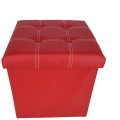 Taburet pliabil cu spatiu de depozitare,  38x38x38 cm, Grunberg TB54 (rosu)