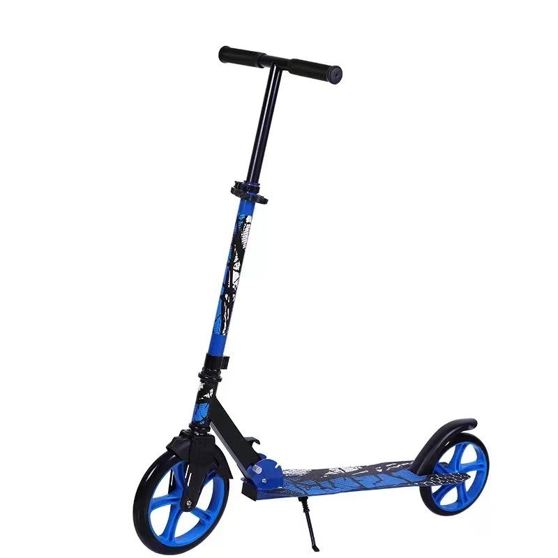 Trotineta cu 2 roti, cadru din otel, roti 20 cm din PU, frana, 91.50 x 34 x 95 cm, Y20044ALBASTRU