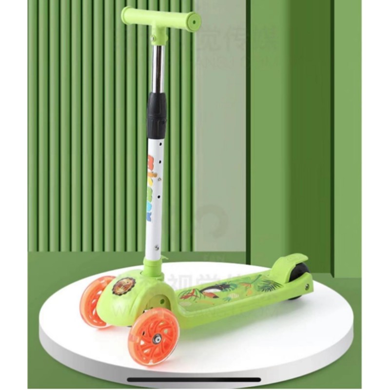 Trotineta cu 3 roti, cadru din otel, lumini, roti 12 si 8 cm din PVC, 58 x 13 x 76 cm, Micmax MM22 (diverse culori)