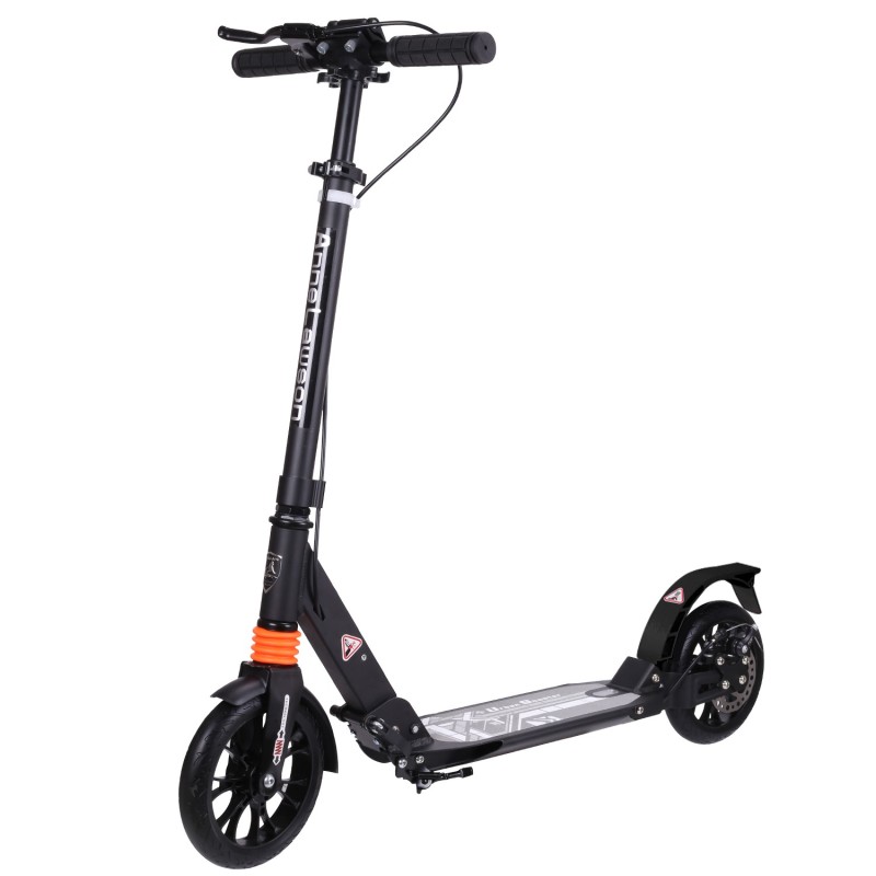 Trotineta pliabila, cu 2 roti, cadru din aluminiu, roti 20 cm din cauciuc, frana cu disc, 96x37x89-104 cm, Y2001NEGRU