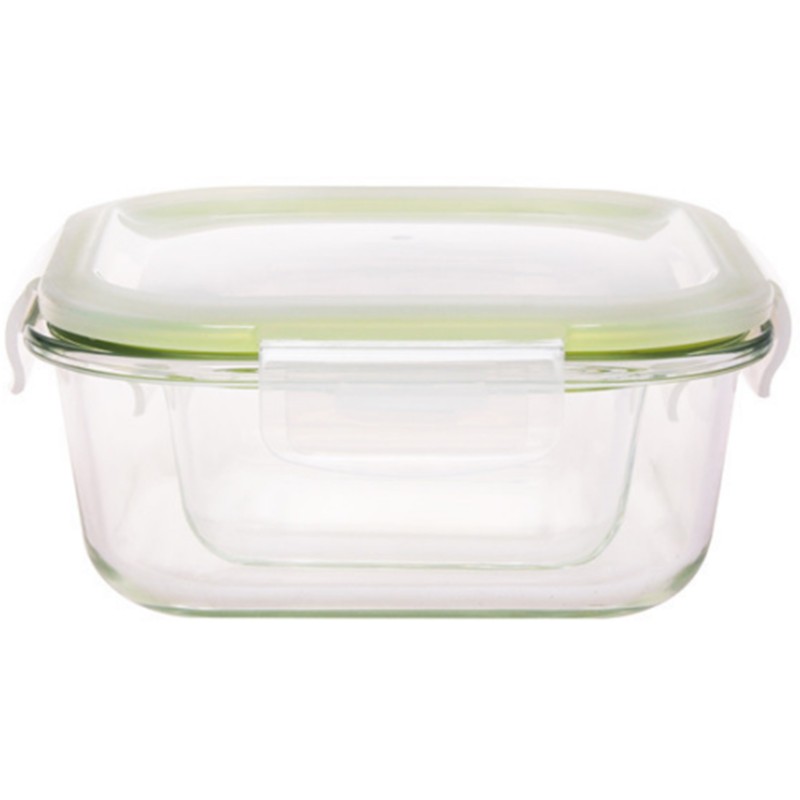 Vas din sticla borosilicata, patrat, cu capac din plastic si inchidere ermetica cu silicon, 0.80l, Grunberg VY800SQ